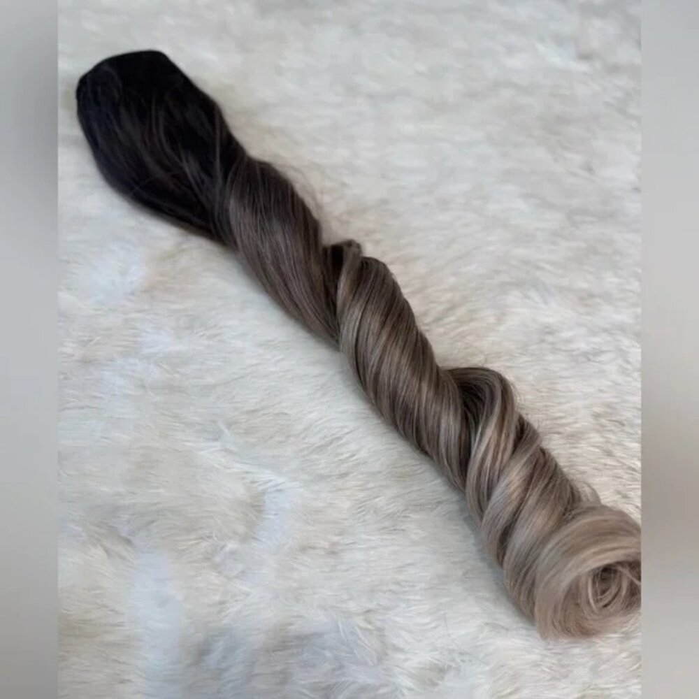 24 In One Piece Clip In Wavy Extensions Balayage hair Style - dark root Blonde - Picture 8 of 9